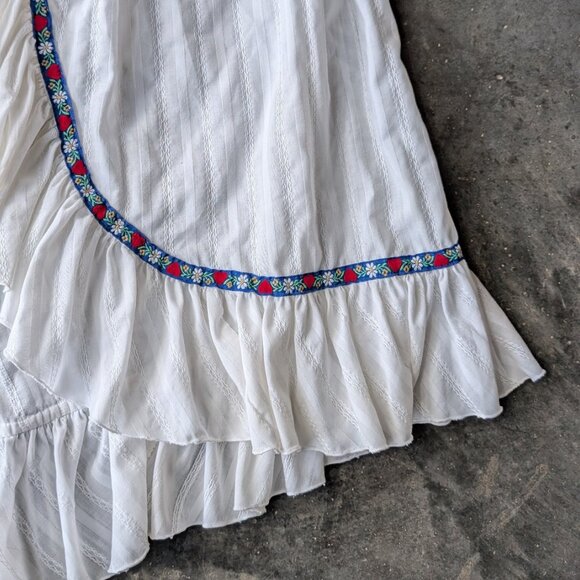 Vintage 70s Handmade Prairie Dress White Long Sleeve Ruffle Maxi Dress - Picture 7 of 11